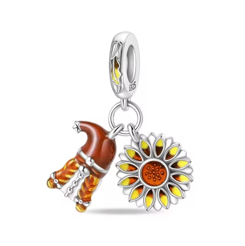 Autumn Girl Sunflower Charm