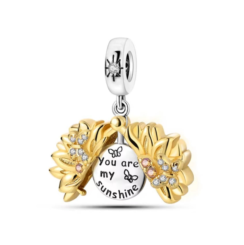 Golden Sunflower You are my Sunshine Charm