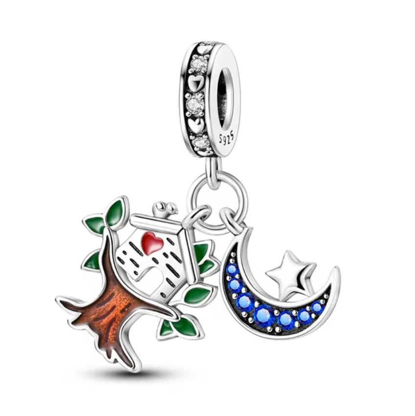 Tree House Moon Charm