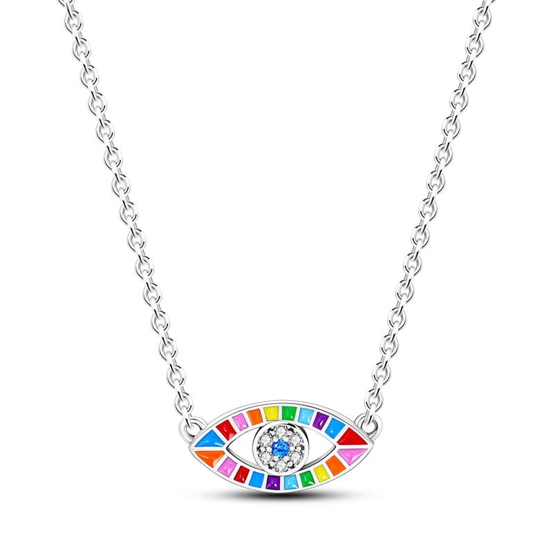 Rainbow Eye Silver Necklace