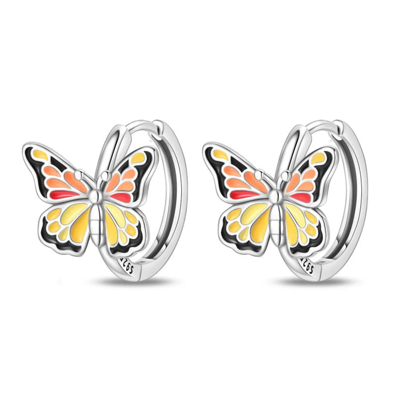 Butterfly Silver Hoop Earrings