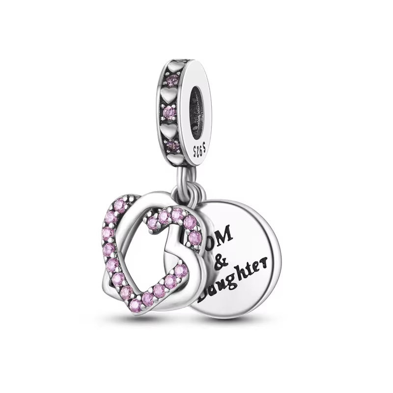 Mom Daughter Heart Charm
