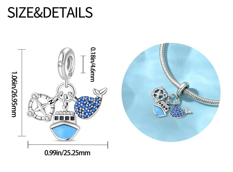 Fish Ship Ocean Charm