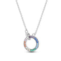 Crystal Moon Round Silver Necklace