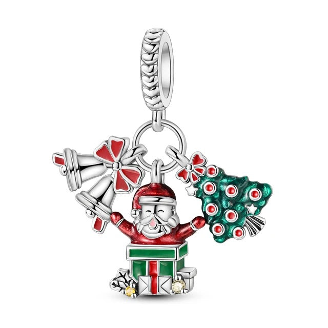 Christmas Tree Santa Bell Charm