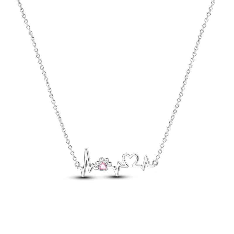 Heart Rate Pulse Silver Necklace