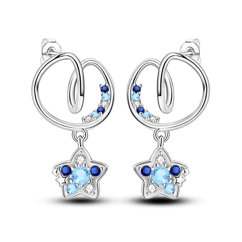 Blue Star Silver Stud Earrings