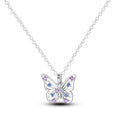 Crystal Butterfly Silver Necklace