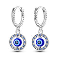 Evil Eye Silver Hoop Earrings