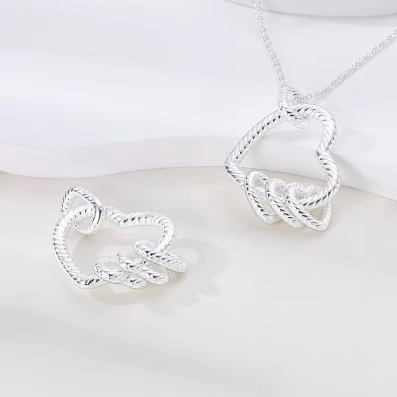 Crystal Heart Silver Necklace