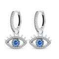 Evil Eye Luck Silver Hoop Earrings