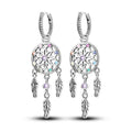 Feather Dreamcatcher Silver Hoop Earrings