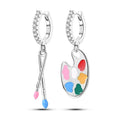 Painting Set Silver Hoop Earrings