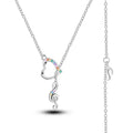 Heart Music Note Silver Necklace