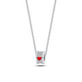 Red Crystal Heart Silver Necklace