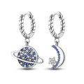 Planet Moon Star Silver Hoop Earrings