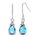 Blue Crystal Silver Dangle Earrings