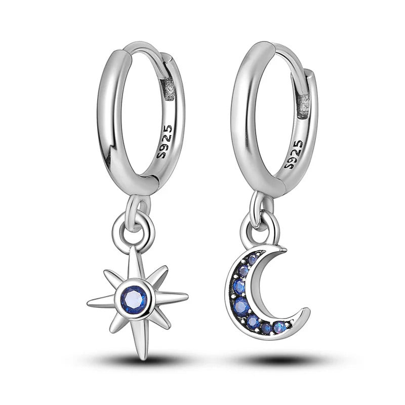 Crystal Moon Star Hoop Earrings