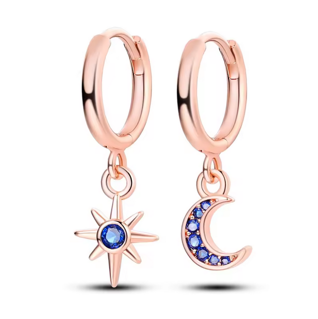 Crystal Moon Star Hoop Earrings