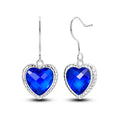 Blue Heart Silver Dangle Earrings