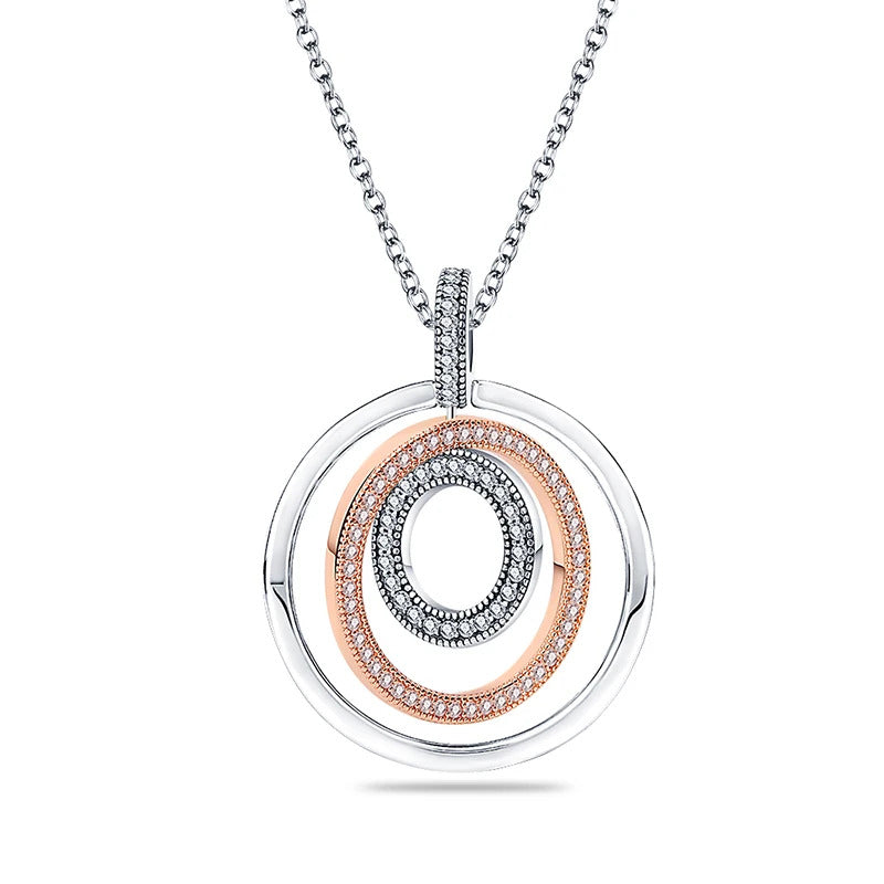 Crystal Round Silver Necklace