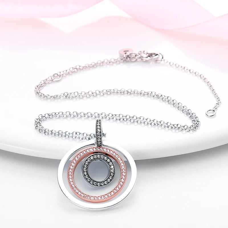 Crystal Round Silver Necklace