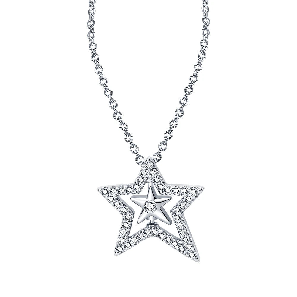 Crystal Star Silver Necklace