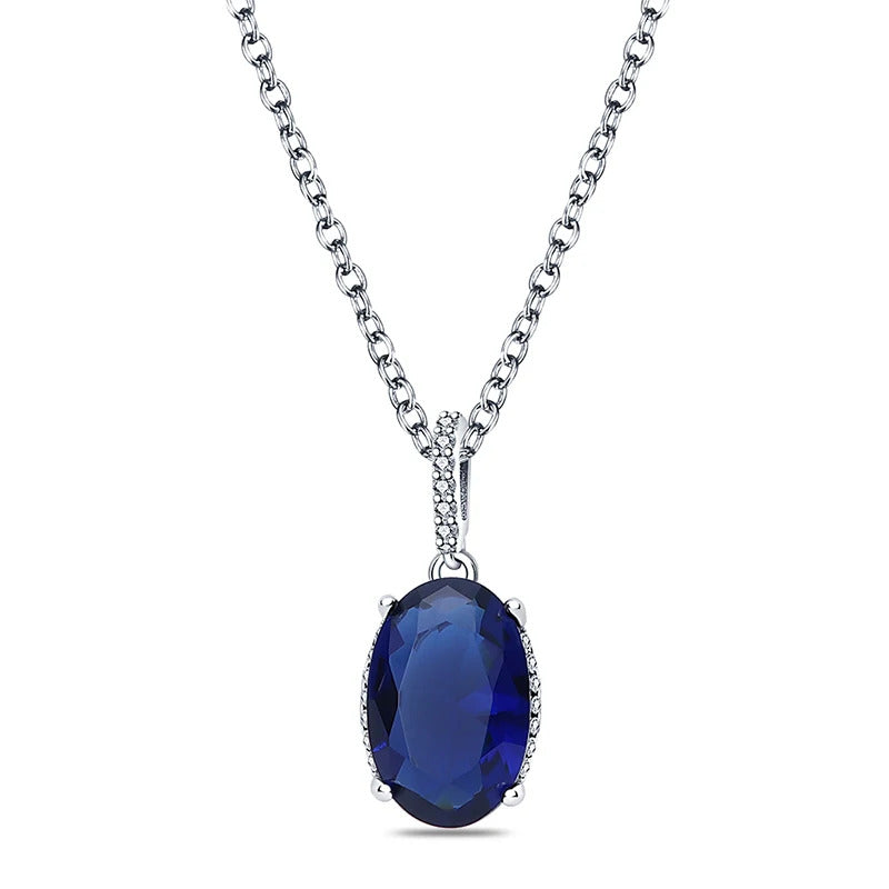 Blue Crystal Silver Necklace