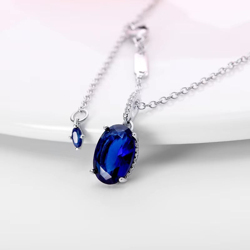 Blue Crystal Silver Necklace