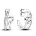 Crystal Heart Silver Stud Earrings