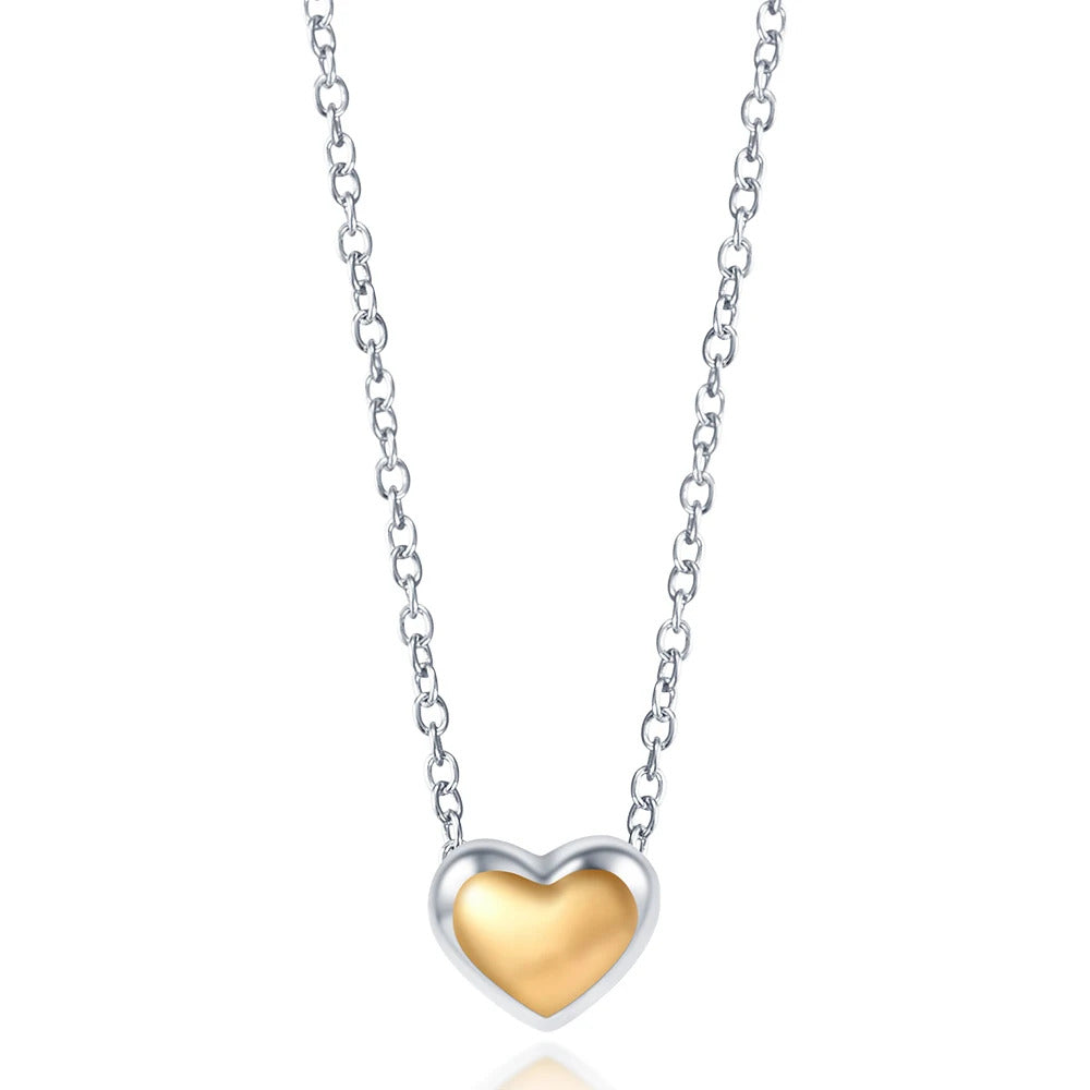 Gold Heart Silver Necklace