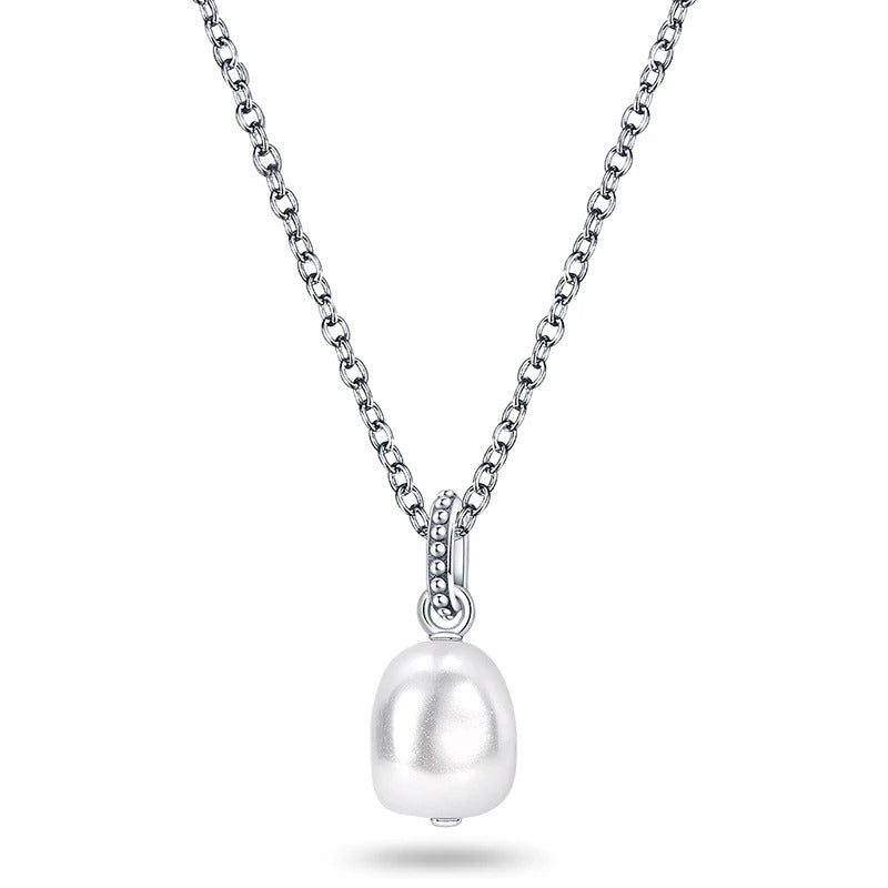 Crystal Pearl Silver Necklace