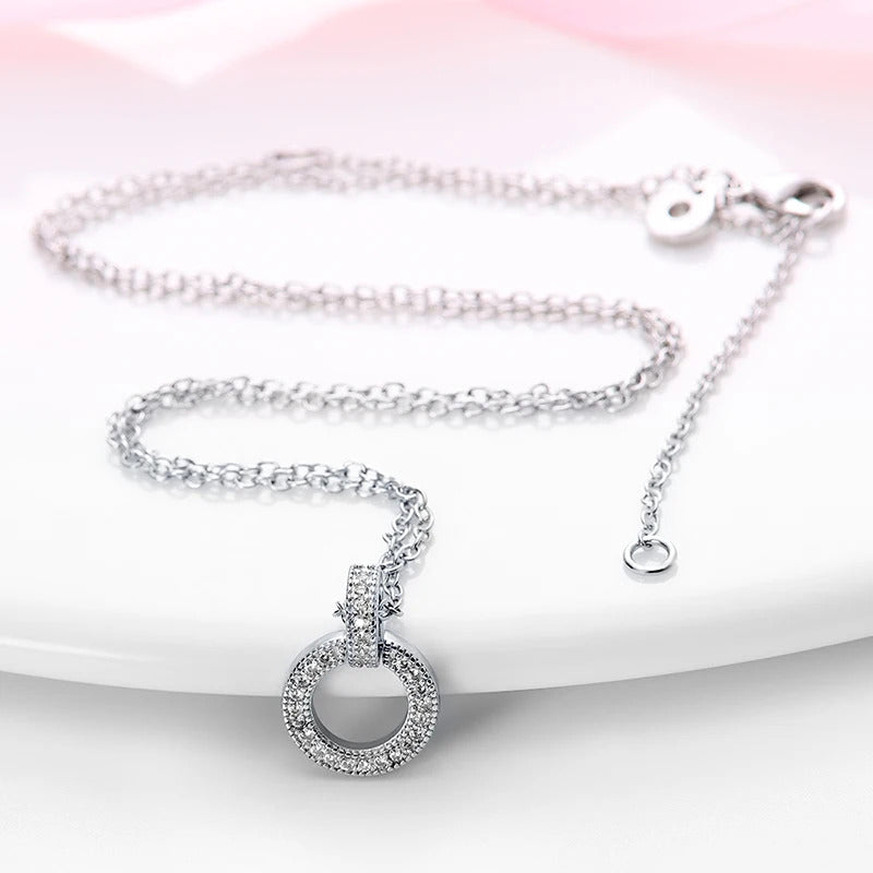 Round Charm Silver Necklace