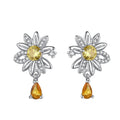 Crystal Flower Silver Stud Earrings