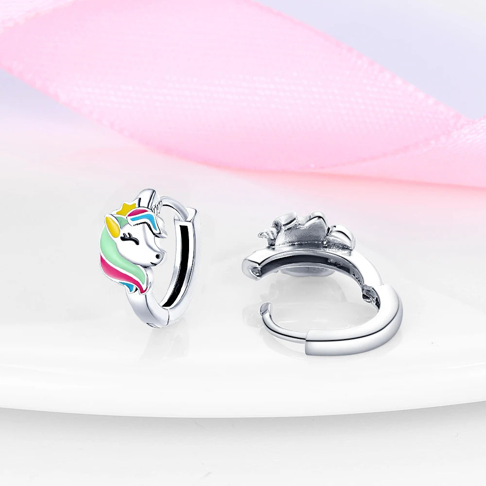 Unicorn Silver Hoop Earrings