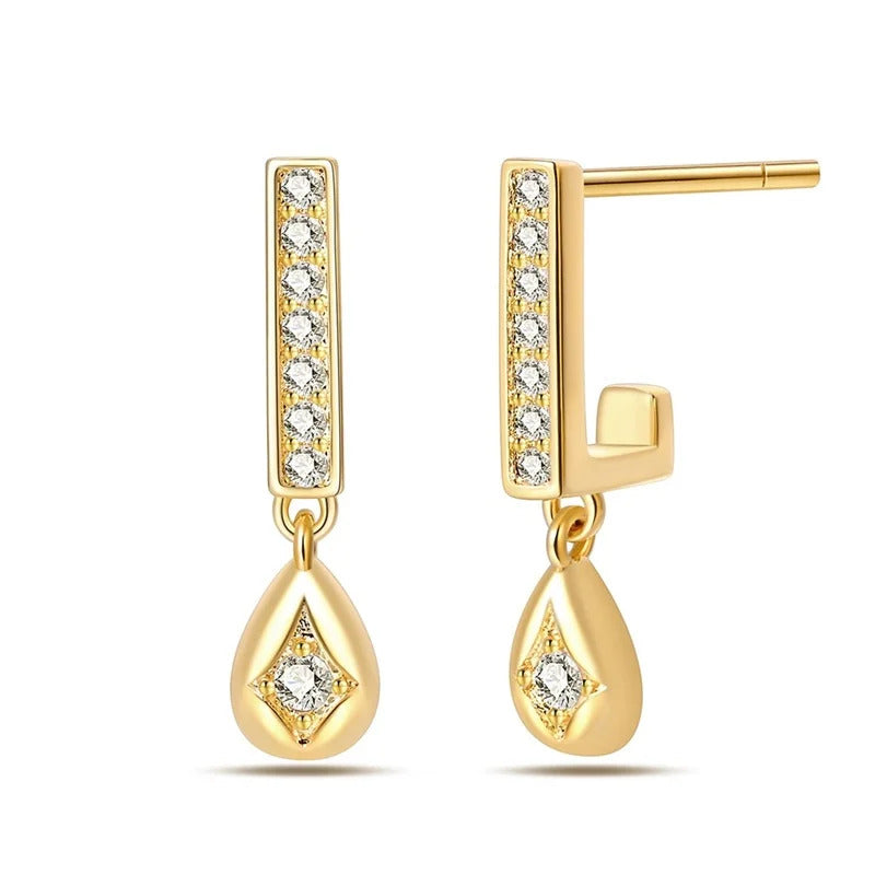 Crystal Waterdrop Gold Silver Stud Earrings