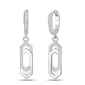 Crystal Geometric Silver Hoop Earrings