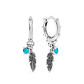 Feather Heart Silver Hoop Earrings